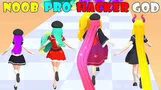 NOOB vs PRO vs HACKER vs GOD - Dancing Hair - Music Race 3D