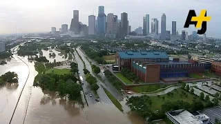 Drone Footage Shows Huge Floods In Houston, Texas