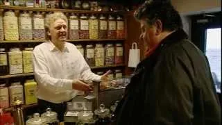 Robbie Coltrane B Road Britain visiting the Oldest Sweet Shop in England