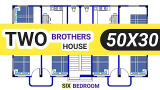50*30 sqft two brothers house plan | 1500 sqft two brothers house design