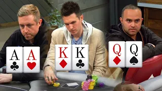 ACES vs KINGS vs QUEENS! Unreal Poker Hand!