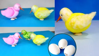 Chicken chick out of egg shell craft - Egg shell craft ideas |Birds with egg shell - egg shell craft