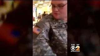 Man Confronts Person He Believes Is Pretending To Be A Soldier