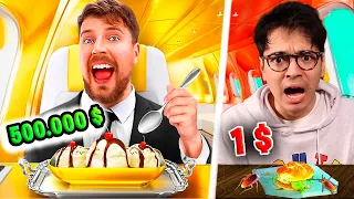 Passagem De AVIÃO de $1 VS de $500,000! | Reagindo a MrBeast