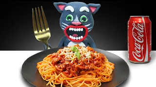 ASMR Mukbang | Eating Spaghetti Tomato Sauce With Talking Tom