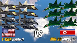 4 US F-15EX Eagle II with F-22 Raptor vs 20 North Korean MIG-29 Mikoyan - DCS WORLD