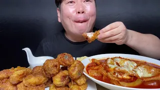 ASMR Eating Sound Mukbang Spicy rice cakes tteokbokki honey fried chicken 엽기떡볶이 교촌허니콤보 리얼사운드 먹방