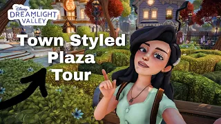 TOWN STYLED PLAZA TOUR//FUNCTIONAL PLAZA//DISNEY DREAMLIGHT VALLEY//PLAZA DESIGN INSPIRATION