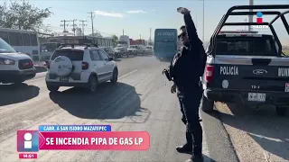 Se incendia pipa de Gas LP en Carretera San Isidro Mazatepec.