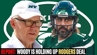 Reacting to the REPORT that New York Jets Owner Woody Johnson is HOLDING UP the Aaron Rodgers trade?
