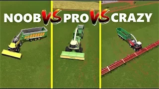 Farming Simulator 17 | NOOB VS PRO VS CRAZY | Farmer Comparison | Grass Job!!