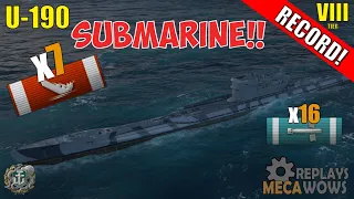 SUBMARINE U-190 7 Kills & 77k Damage | World of Warships Gameplay