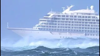 LARGE CRUISE SHIPS GO THROUGH DESTRUCTIVE WAVES IN SCARY STORM