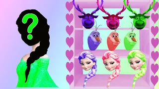 Disney Princess Frozen Elsa Olaf Sven wrong Hair color | wrong heads fun | wrong heads puzzle Ep 4