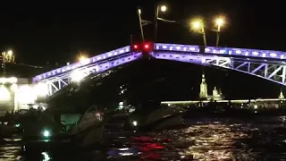 Saint Petersburg bridge opening at night