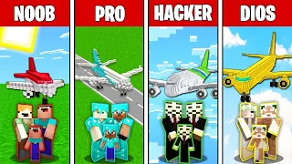 AVIÓN NOOB VS PRO VS HACKER VS DIOS EN MINECRAFT TROLL 😱