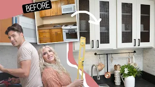 Fixing up this tiny kitchen to look expensive! *20 Budget DIY tips!* (Island Fixer-Upper)