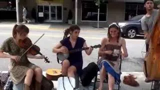 The Flat Pennies, old time southern Appalachian music busking Asheville, NC