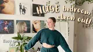 EXTREME bedroom clean out and declutter! (With some DIY changes)