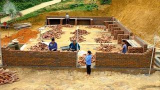 Build a 20cm thick wall - Pour the foundation for the bathroom and toilet _ Phuong's family life