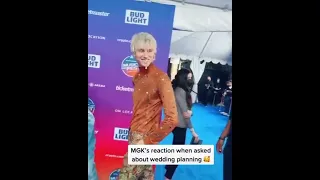 Machine Gun Kelly's reaction on when asked about his and Megan Fox's wedding planning