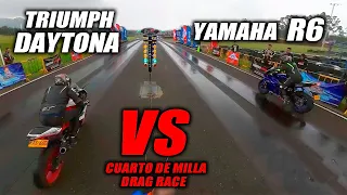 Triumph Daytona 675 VS Yamaha R6🔥Fullgass Cuarto de milla🛑drag race 🛑