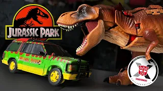 Jurassic Park X TRANSFORMERS Toys! Unboxing Tyrannocon Rex & Autobot JP93 Set / collectjurassic.com