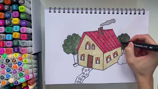 House Drawing and Colouring Easy for Kids