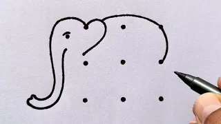Elephant Drawing from 3×3 dots | हाथी का चित्र | Dots drawing