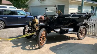 Starting up a 1915 Model T after engine rebuild...