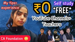 Best Free YouTube channels & Teachers for CA Foundation 😳 CA foundation free self study playlists