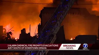 Omaha firefighters battling 3-alarm fire south of downtown