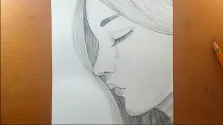 Como desenhar uma menina triste - passo a passo / Desenho a lápis | How to draw a sad girl