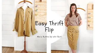 Sew a Skirt Out of a Men's Button Up Shirt Thrift Flip