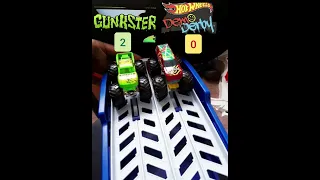 ⚠️ GUNKSTER VS DEMO DERBY! (WHO WILL WIN?!) #hotwheelsmonstertrucks #racing #shorts