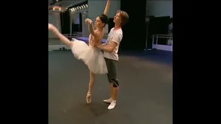 “Natalia Osipova & @vadimmuntagirovofficial in rehearsal of « La Bayadère » with Olga Evreinoff  @r