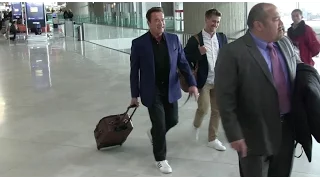 EXCLUSIVE - Arnold Schwarzenegger arrives at Paris CDG airport