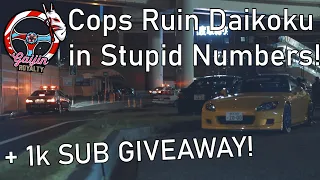 The Most Cops I Have Ever Seen Shut Down a Japanese Car Meet! | Daikoku PA + 1K SUB GIVEAWAY!