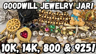 14K GOLD, 800 & 925 SILVER! Victorian & Vintage Shop Goodwill Jewelry Jar Unboxing #jewelryunboxing