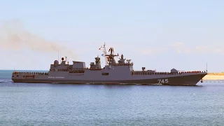 The Russian newest frigate "Admiral Grigorovich",  the first part of the Sevastopol bay