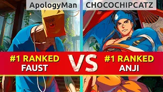 GGST ▰ ApologyMan (#1 Ranked Faust) vs CHOCOCHIPCATZ (#1 Ranked Anji). High Level Gameplay