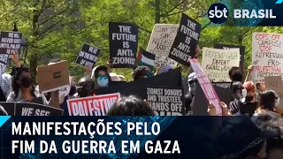 Protestos contra o apoio ao governo israelense se espalham nos EUA | SBT Brasil (27/04/24)