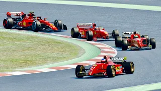 Ferrari F1 2022 vs Ferrari F1 1995-96-97 at Barcelona GP