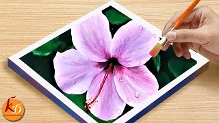 Water drops on Hibiscus flower 🌺 Acrylic painting for beginners | Episode #212