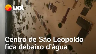 Chuvas no RS: Enchente do Rio dos Sinos alaga centro de São Leopoldo