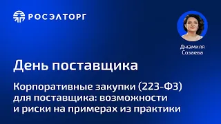 День поставщика Росэлторг. Корпоративные закупки по 223-ФЗ. Возможности и риски из практики