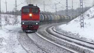 FREIGHT TRAIN IN THE WINTER ON THE TRANS-SIBERIAN RAILWAY