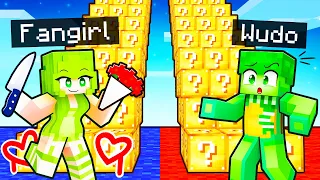 Playing a CRAZY FAN GIRL Lucky Block RACE in Minecraft!