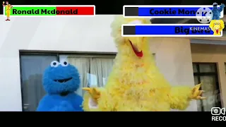 Ronald Mcdonald vs Cookie Monster & Big bird Final Battle with healthbars