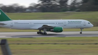 Turkmenistan Airlines B757 take off from Birmingham